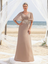 Formales Damenkleid aus Chiffon mit Applikationsdetail und V-Ausschnitt